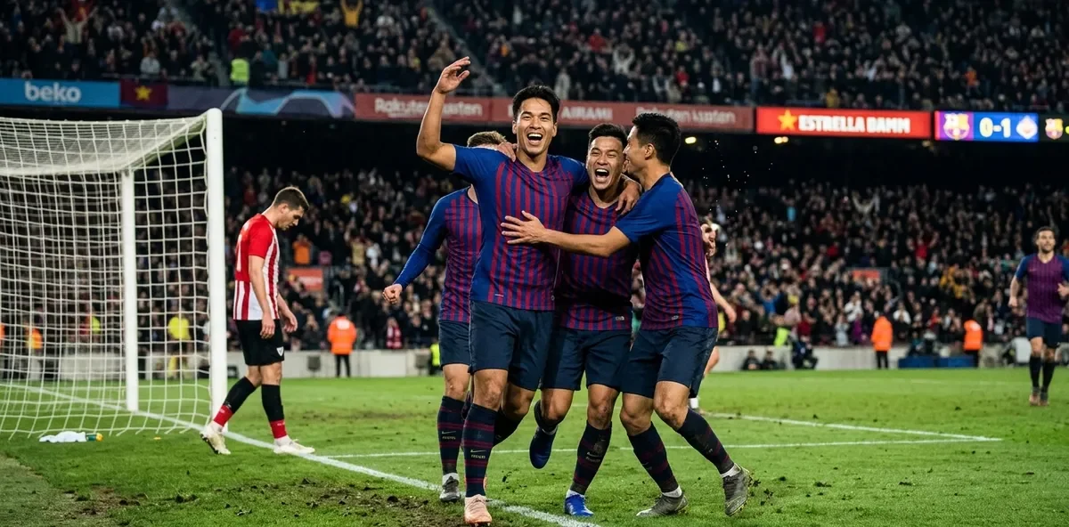 Barcelona ăn mừng chiến thắng trước Athletic Bilbao